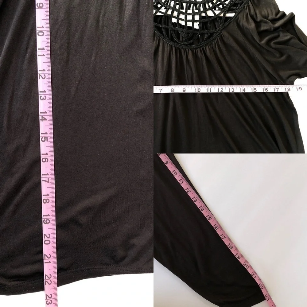 Anthropologie Black Embroidered Lace Bib Top Size XS